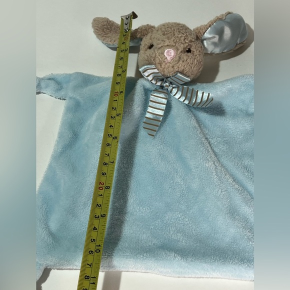 Dan Dee Brown Bunny Rabbit Lovey Blue Security Blanket Rattle Head Knot Ends - Picture 3 of 7